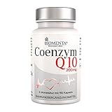 BIOMENTA Coenzym Q10 – 200 mg Ubichinon je Kapsel – 90 vegane Coenzym Q10 Kapseln hochdosiert für 3 M