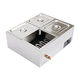 Futchoy 850W Edelstahl Buffetwärmer Speisewärmer Warmhalteplatte Buffetserver Warmhaltegerät mit 4 Töpfe 30-85°C