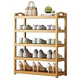 CHYY Schuhregal 5-stufiger Schuhschrank für Flur, Kompakte Schuhregalaufbewahrung für Wenig Platz, Badezimmer Foyer Balkon Küchenboden Schuhhalter, Natürlicher Bambus (Size : 70cm x 25cm x 85cm)
