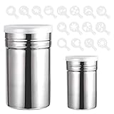 INHEMING 2 Edelstahl Powder Shakers, Mesh Shaker Pulver Dosen für Kaffee Kakao, mit 16 Stück Druckformen Schab
