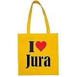 Tasche I Love Jura Größe 38x42 Farbe Gelb Druck Schw