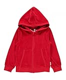 Maxomorra Mädchen Kapuzen Jacke Velour Rot Cardigan Hood (86)