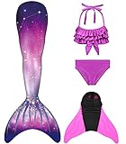 SPEEDEVE Mädchen Meerjungfrauenschwanz Zum Schwimmen mit Bikini Set und M
