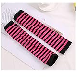 Damenmode Dame Gestreifte Ellenbogenhandschuhe Wärmer Gestrickte Lange Fingerlose Handschuhe Ellenbogenfäustlinge Weihnachtszubehör Geschenk -a11-Length -32