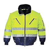 PORTWEST PJ50 - Hi-Vis 3in1 Pilotjacke, 1 Stück, L, gelb/marine, PJ50YNRL