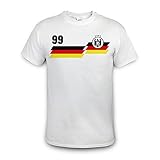 printplanet WM Deutschland Shirt mit Namen und Nummer Bedruckt - individuelle Rückennummer und Name aufdrucken Lassen - Fußball Trikot-Alternative aus Baumwolle - beidseitiger Aufdruck - Größe L