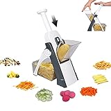 Safe Slice Mandoline Slicer, Upright Dicer for Vegetables, Meal Prep & More with 30+ Presets & Thickness Adjuster, Presets, Aqua (Gray)