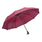 Regenschirm Automatischer Taschenschirm Kompakter Sonnenschirm mit 95% UV-Schutz for Sun Rain Portable (Color : Black, Size : Free)