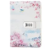 Lirener PU Lederbuch A5 Tagebuch Notizbuch Notebook Skizzenbuch Journal Planer Organizer, Geheimnis ausgekleidet Password Tagebuch Sketch mit Zahlenschloss Stifthalter, 150x215