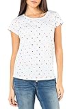 Sublevel Damen Rundhals T-Shirt mit bunten Punkten White S
