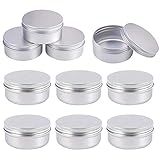 10 Stück 50 ML Aluminium Leer Döschen, Runde Leere Aluminiumkosmetikbehälter mit Schraubverschlussdeckel für Basteln, Kosmetik, Salbe, Creme, Kerze, Lippenbalsam, Reisesp