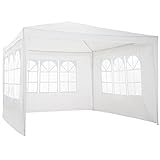 TecTake 800105 - Garten Pavillon 3x3 m inkl. 3 Seitenwänden, Minutenschnelle Montage, Platzsparende Lagerung - Diverse Farben (Weiß | Nr. 400932)