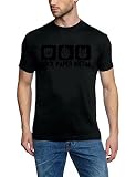 Coole-Fun-T-Shirts Herren Rock Paper Heavy Metal T-Shirt, Schwarz-Schwarz, XXXXL