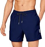 Badehose Herren Badeshorts Männer Sporthose herren kurz Shorts Bademode Boardshorts Schnelltrocknend Kurze Hose Schwimmhose Freizeithose mit Drawstring Swim Surfen Wassersport Reisen Summer Blau XL