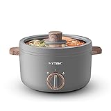 Hytric Elektrische Hot Pot, 1,5 l Mini Elektro-Multikocher für Shabu-Shabu, Stir Fry, Pasta, Steak,Antihaft-Elektrotopf zum Braten, Ramen-Kocher mit Dual Power Control für Wohnheim,Büro,G