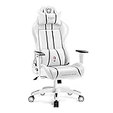 Diablo X-One 2.0 Gaming Stuhl Gamer Chair Bürostuhl Schreibtischstuhl Verstellbare Armlehnen Ergonomisches Design Nacken/-Lendenkissen Wippfunktion Weiß King (XL)