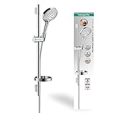 hansgrohe wassersparendes Duschsystem Raindance Select PowderRain Regendusche (Duschkopf, Schlauch, Duschstange, 0,65m, 3 Strahlarten) C