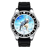 Timest - Englische Bulldogge Motiv Uhr Unisex mit Silikonarmband in schwarz Rund Analog Quarz CSE044SB