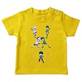 OKIWOKI My Hero Academia - Hunter X Hunter Lustiges Gelb Baby T-Shirt - Gon, Killua und Deku (Izuku Midoriya) (My Hero Academia - Hunter X Hunter Parodie signiert Hochwertiges T-shirt in Größe 12