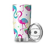 Flamingo Reisebecher mit Deckel Thermobecher Edelstahl Becher 3D-Muster Trinkbecher Wiederverwandbar isoliert Becher Reisen White 20