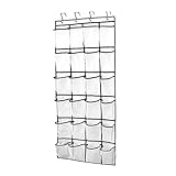 Garneck 24 Multilayer-Oxford-Mesh-Netztaschen, die über der Tür hängen Schuh-Organisator mit 4 Stahl über den Türhaken(Thinnet, Weiß)