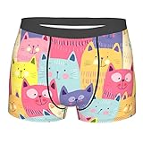 Herren Boxershorts mit Katzenmotiv, Schwarz , S