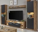 ADHW Wohnwand Wohnzimmer Schrankwand Eiche und grau mit breit (Color : Ohne Beleuchtung)
