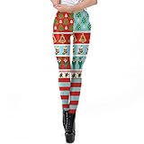 KXZD Weihnachten Leggings Damen Hohe Taille Skinny Hosen Yogahosen Bauchkontrolle Laufhose Blickdichte Strumpfhose Fitnesshose Frauen Oversize Slim Fit Sporthose für Gym Fitness Yog