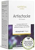 Sanhelios® Artischocke-Blätterextrakt hochdosiert - 400 mg nativer Extrakt je Dragee - 100 vegane Drages - Premium Zutaten - Apothekenqualität, made in Germany