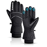 Auflosung Skihandschuhe Fahrradhandschuhe Schwarze Vollfinger Winterhandschuhe für Herren&Damen Touchscreen Handschuhe Wasserdicht Snowboardhandschuhe für Motorrad Snowboard Radfahren(Black, L)