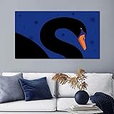 YCHND Schwarzer Schwan Poster Und Kunstdrucke Cartoon Tier Wand Bilder Bilder Einfachheit GemäLdewerk Leinwand GemäLde FüR Wohnzimmer Dekoration 50x80cm Kein R