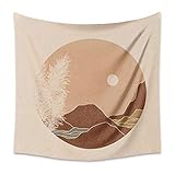 PPOU Nordic Tapisserie Abstrakte Sonne und Mond Tropische Pflanze Landschaft Tapisserie Schöne Raumdekoration Schlafsaal Schlafzimmerdekoration A1 73x95