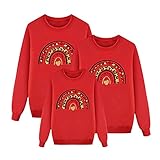 Lomelomme Xmas Sweater Rot Pullover Warme Pullover Festival Kaputzenpullove mit Weihnachtsdruck Langarm Hoodie Rundhal Oberteil Sweatshirt Dicke mit Hirschmuster Weihnachtsp