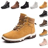 Winterstiefel Herren Stiefel Warm Gefüttert Winterschuhe Damen Schneestiefel Frauen Warme Winter Boots Herren Unisex Draussen Wandern FF Hellbraun 47