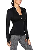 Balancora Lauf Jacken Damen Trainningsjacke Atmungsaktiv Leicht Sportjacke Dünn für Golf Fitness Sport Schwarz,S