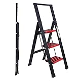 HOLTZMAN Trittleiter 3 Stufen Leiter Klapptritt Klappleiter Klapptreppe Tritt Haushaltstritt Stehleiter mit rutschfesten Gummimatten klappbar faltbar bis 150 kg