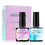 Monlida Base Coat Top Coat, Gel UV Nagellack, Primer Für Gel Nägel Set, Top Maniküre Kit 2x10ml (Matte Top Coat Set)
