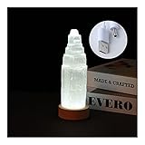 KUYIN Natürliche Kristall Heilung Edelsteine ​​Dekor Lampe Energie Schmuck, Selenitstein LED Lampe, Weißer Gips Stein Mineral Home Schlafzimmer Ornamente (Size : 6x3cm)