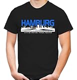 Hamburg Skyline T-Shirt | SV HSV Dino FC St. Pauli Fussball | Männer | Elbe | Fan | Herrn | Hansestadt | Trikot | Ultras (M)