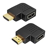 2er-Pack Adapter Stecker auf Buchse, L-förmiger Flacher Extender mit 90 und 270 Grad rechtwinkligem Konverter, rechtwinkliger Stecker unterstützt Extender für TV-Stick, Switch, Laptop, PC (Black)