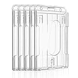 Uniclife Vertical 2 Kartenausweishalter Transparenter Kunststoff-Ausweis-Kreditkartenschutz mit Daumenschlitz, 5er-Pack
