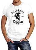 Neverless® Herren T-Shirt Original Legends Gladiator Sparta StreetwearSlim Fit weiß M
