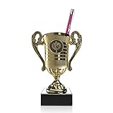 POMEKI® 1 Stück Metall Kugelschreiber mit rutschfester Griffzone perfekt für Beruf oder Schule, Ergonomischer Druckkugelschreiber mit angenehmen Schreibgefühl + Gratis goldfarbener Pok