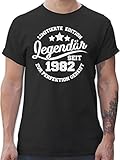 Geburtstagsgeschenk Geburtstag - Legendär seit 1982 - weiß - XL - Schwarz - 40er Geburtstag deko - L190 - Tshirt Herren und Männer T-S