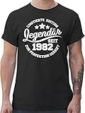 Geburtstagsgeschenk Geburtstag - Legendär seit 1982 - weiß - XL - Schwarz - 40er Geburtstag deko - L190 - Tshirt Herren und Männer T-S