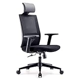 SIHOO Bürostuhl, ergonomischer Schreibtischstuhl, Drehstuhl mit hoher Rückenlehne, Lordosenstütze, verstellbare PU-Kopfstütze, Armlehnen- und Wippenfunktion, Home-Office-Stuhl aus Mesh (schwarz)