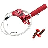 Motorrad schnell gasgriff 1\4 aluminium mit Kabel und Griffen (Rot)