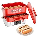 HOT DOG WORLD - Großer Hot Dog Maker mit Brötchenwärmefach - Hot Dog Party S