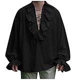 Herren Mittelalter Hemd Gothic Rüschenhemd Schnürhemd Steampunk Cosplay Piraten Hemd Halloween Karneval Kostüm Elegant Langarmshirt Piraten Viktorianisch Renaissance Viking Cosplay Top