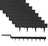 9,6 m Rasenkante mit 12 Elemente á 80 cm - Biegbarer Kunststoff in Rattan-Design - Beeteinfassung, Beetumrandung, Palisaden - 9,5